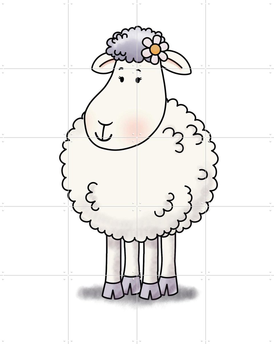 IXXI Schaap Molly, Mike & Molly & Van Hoorne Studios - 80 x 100 cm - Gratis ophangtool - Grote wanddecoratie en posters - Speels, Kleurrijk