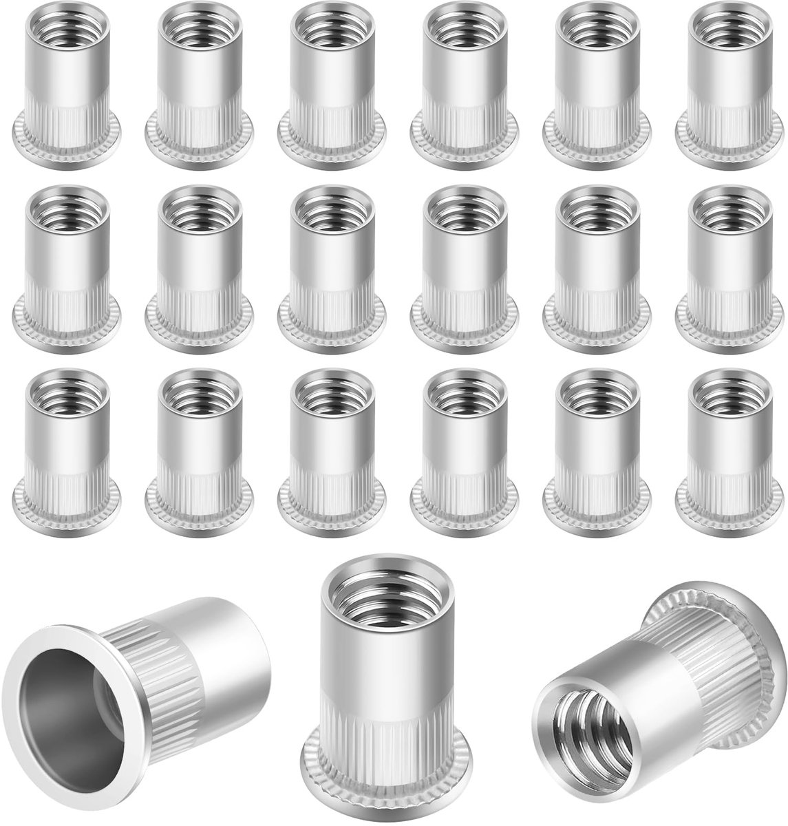 80 stuks M6 Klinkmoeren, Intrekmoeren, Ronde Platte Kop, Binnendraad, Verzinkt, Voor Metalen Platen, Buizen Enz