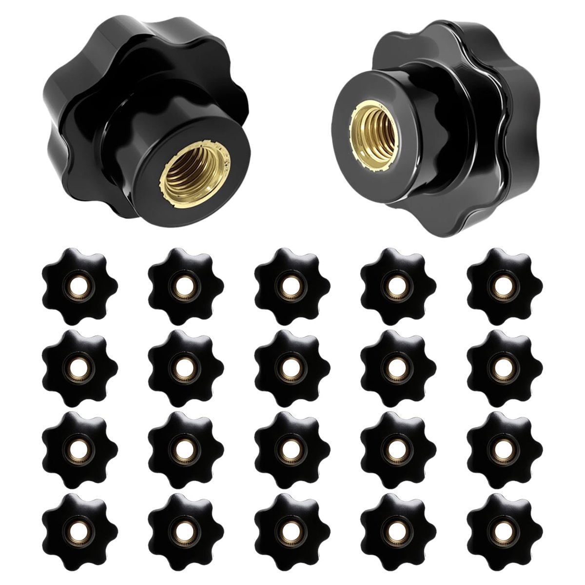M6 x 25, 20 stuks sterknop met schroefdraad van kunststof voor mechanische uitrusting