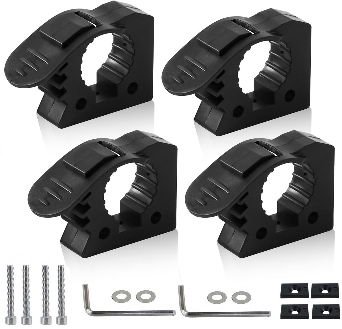 4 stuks schephouders, 30-40 mm rubberen klemmen, klemmontageset, standaard rubberen buisklemmen, buisklemmenset voor offroad, industrie, dakdrager, gereedschap, zwart