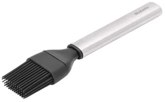 Petit pinceau de cuisine argenté avec poils en silicone gris