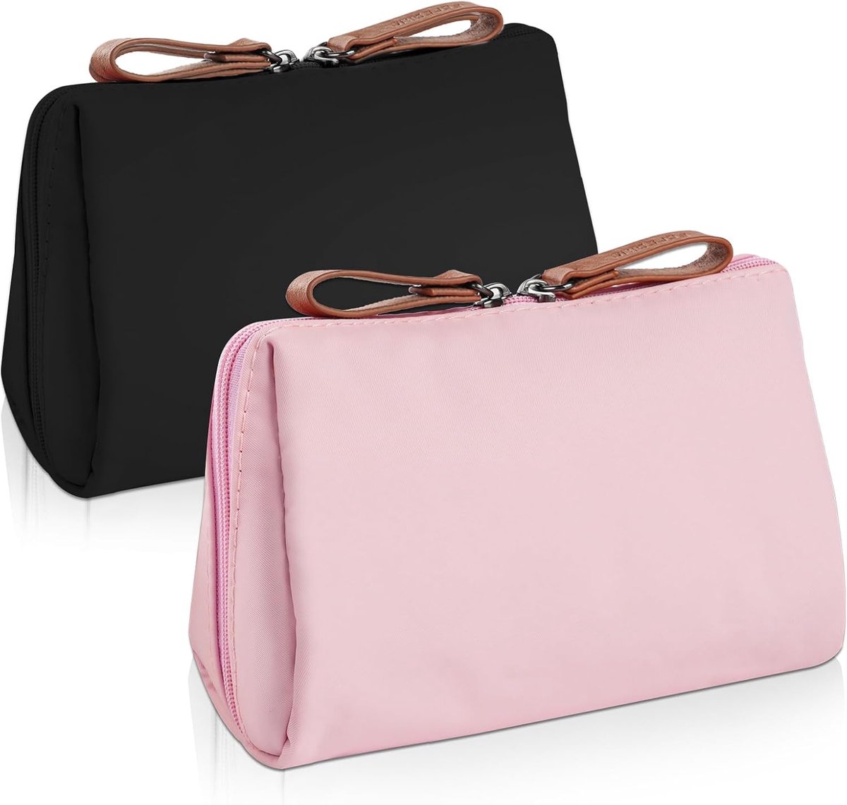 SnelShoppen - 2 Pack Mini Zipper Cosmetica Tasjes, Waterdicht, Reist Toilettas, Clutch Makeup Tas, Compact en Lichtgewicht, Zwart, Perfect voor Vrouwe