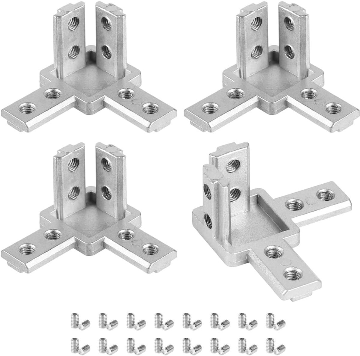 4 stuks aluminium profiel hoekconnectoren serie 40 x 40, hoekbeugel montagemateriaal met schroeven, voor CNC-machines, 3D-printers, robotica-frames