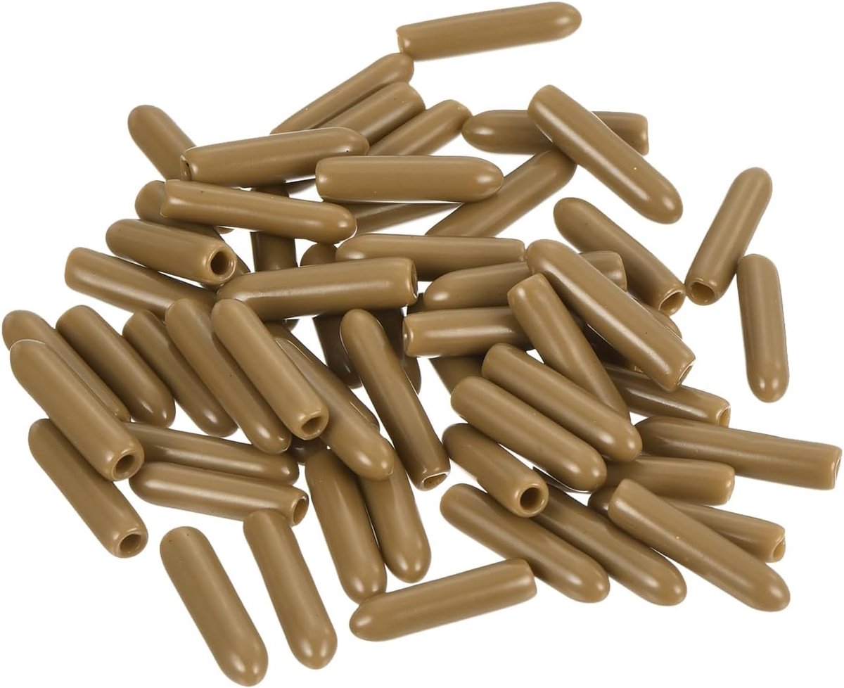 100 stuks rubberen afsluitdoppen, 2 mm ID, vinyl, pvc, ronde buis, bouten, afdekkap schroefafdekking, schroefdraad, lichtbruin
