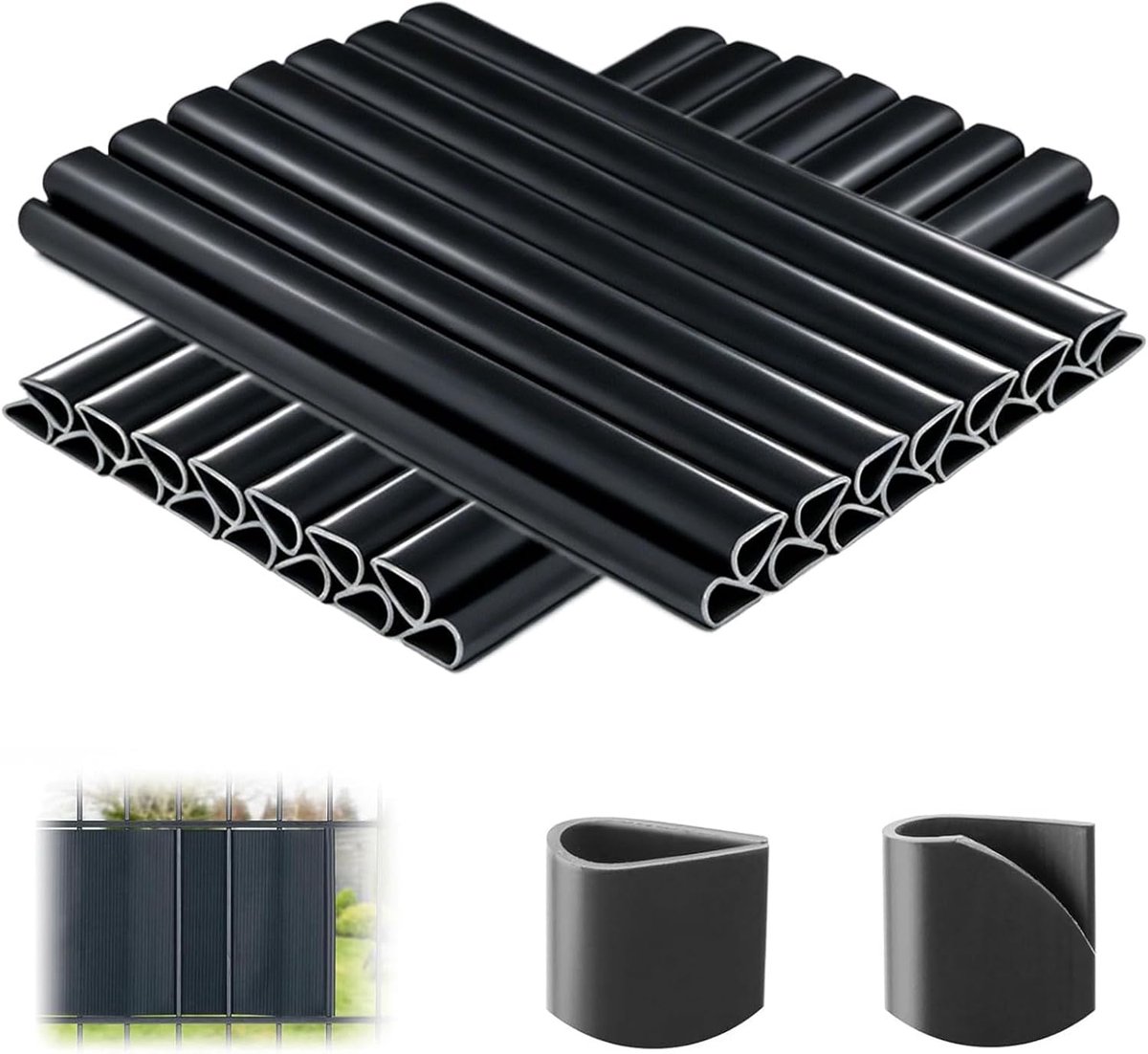 bevestigingsclips, inkijkbescherming, pvc-privacystrips voor dubbele spijlen, klemrails voor inkijkbescherming, inkijkbescherming, omheining voor tuin, antraciet (antraciet, 50 stuks)