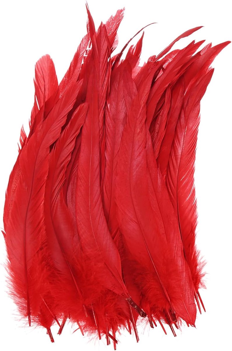 Veren, 25-30cm Lange Haansveren voor Knutselen/Bruiloft/Droomvangers/DIY Knutseldecoraties [Rood]