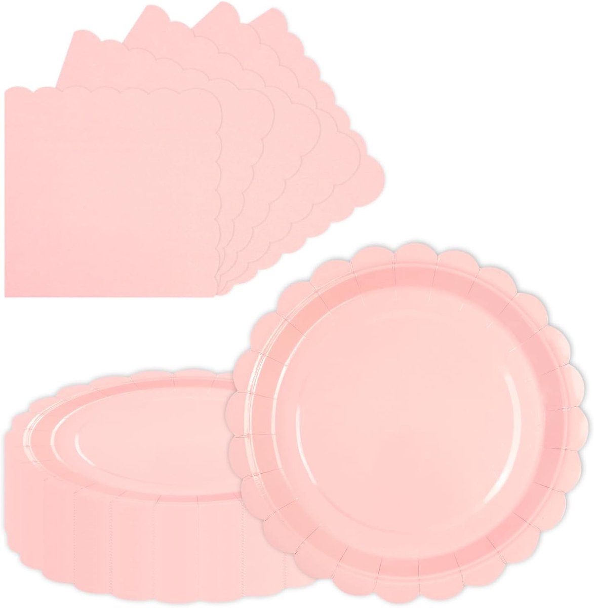 verjaardag, papieren borden en servetten, partyborden, 23 cm, 20 stuks & servetten, 20 stuks, papieren feestservies voor bruiloft, tuin, feestdecoratie, roze