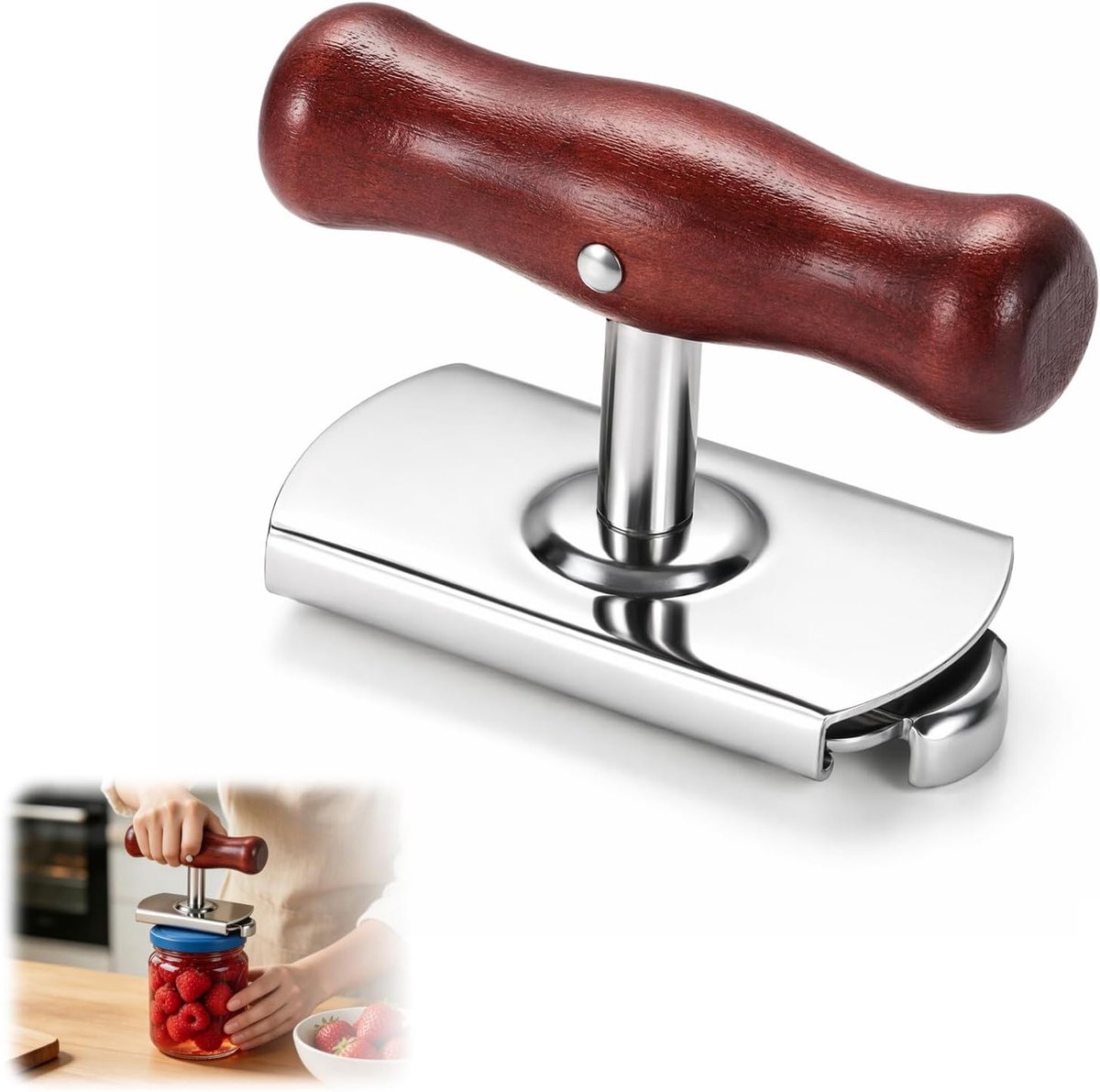 roestvrijstalen dekselopener, flesopener voor senioren met verstelbare handgreep, dekselopener voor schroefpotten voor familie, picknick en winkel
