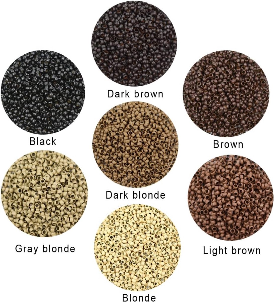500 stks 2.5mm Koper Nano Rings Micro Links Ringen Kralen voor Hair Extensions Veer Extension Haar Kralen (Donker Blonde)