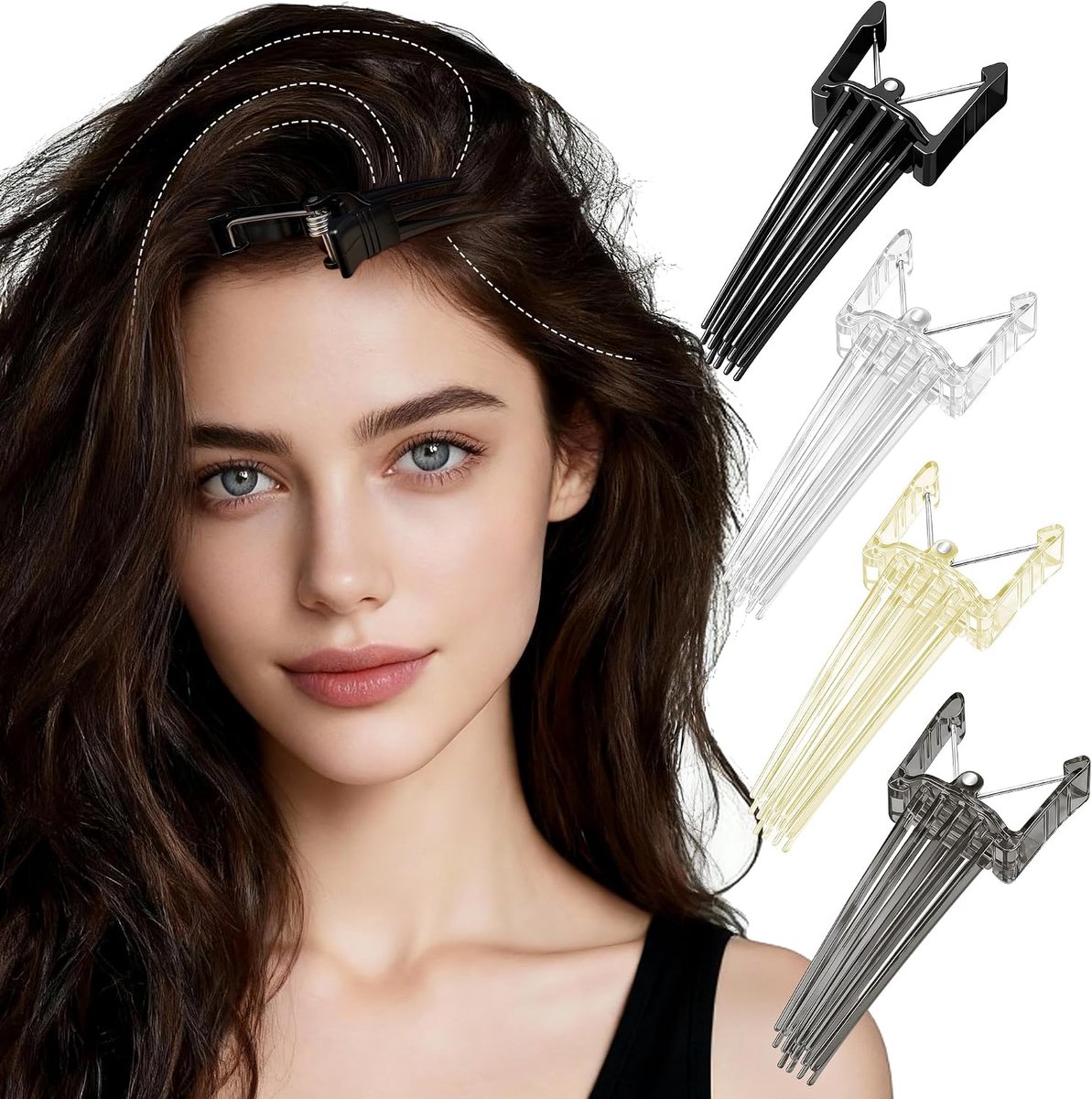 Haarclips, 4 stuks, voor pluizige pony, volumeclip voor de haaraanzet, haarklem, geen afdruk, haarwortels, lifting clips voor mannen en vrouwen