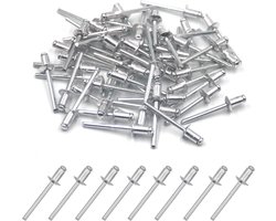 Blinde klinknagel 4,8 mm x 8 mm, open einde klinknagel popklinknagel, pak van 100 (zilver)