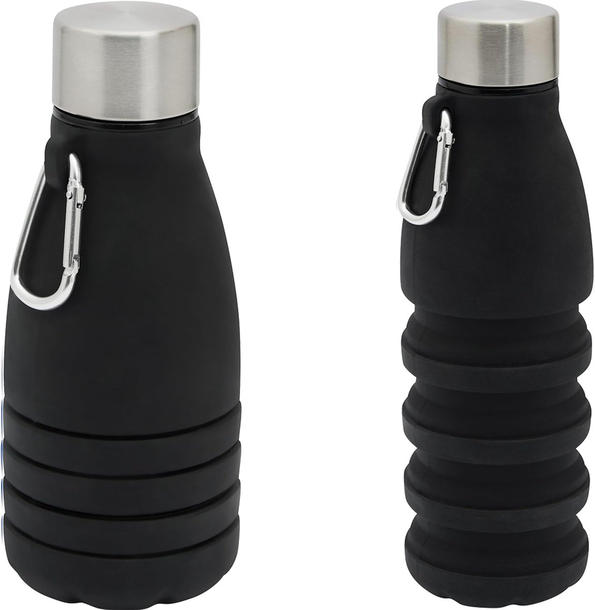 drinkfles 550 ml met karabijnhaak, BPA-vrij polypropyleen roestvrij stalen deksel, lekvrije schroefsluiting en siliconen afdichtring, sportfles, outfdoor gym, training, 4 kleuren (zwart)
