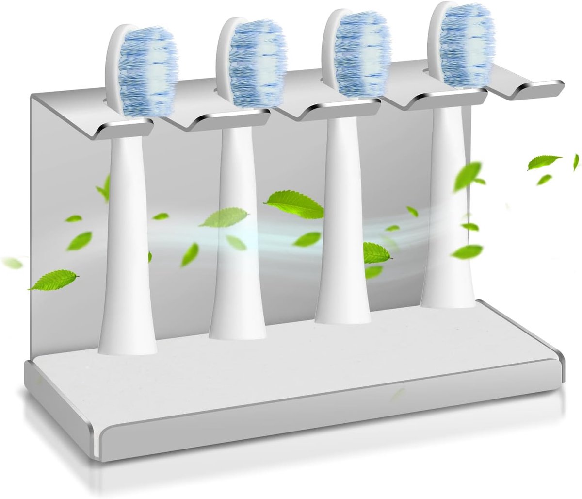 tandenborstelhouder voor aan de muur, tandenborstelkophouder met kiezelgoer, opzetborstelhouder voor Oral-B, iO, Philips Sonicare, houder tandenborstelkoppen voor 4 elektrische