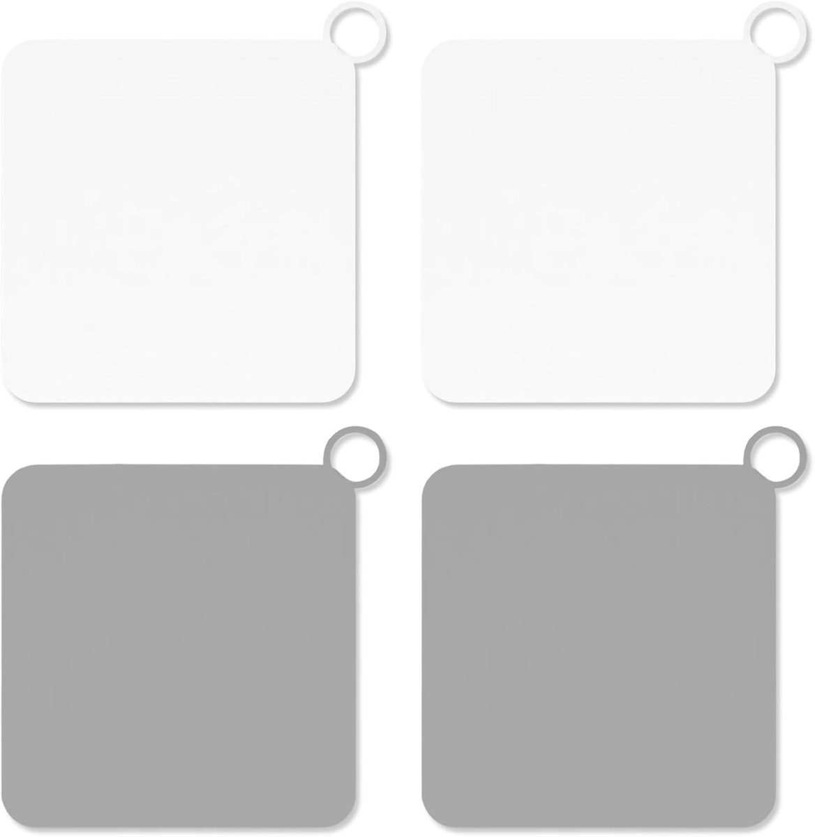 Set van 4 siliconen vloerafvoerafdekking, 15 x 15 cm, geurstop voor douche en badkamer, universele afvoerstop voor keuken, bijkeuken en toilet (wit + grijs)