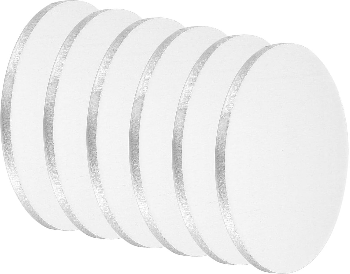 6 stuks aluminium platen, 50 mm x 1 mm, ronde aluminium platen, 5052 aluminium schijven, hanger, ronde stans, onbewerkte stansen voor lasersnijden, metalen stansen, sieraden maken