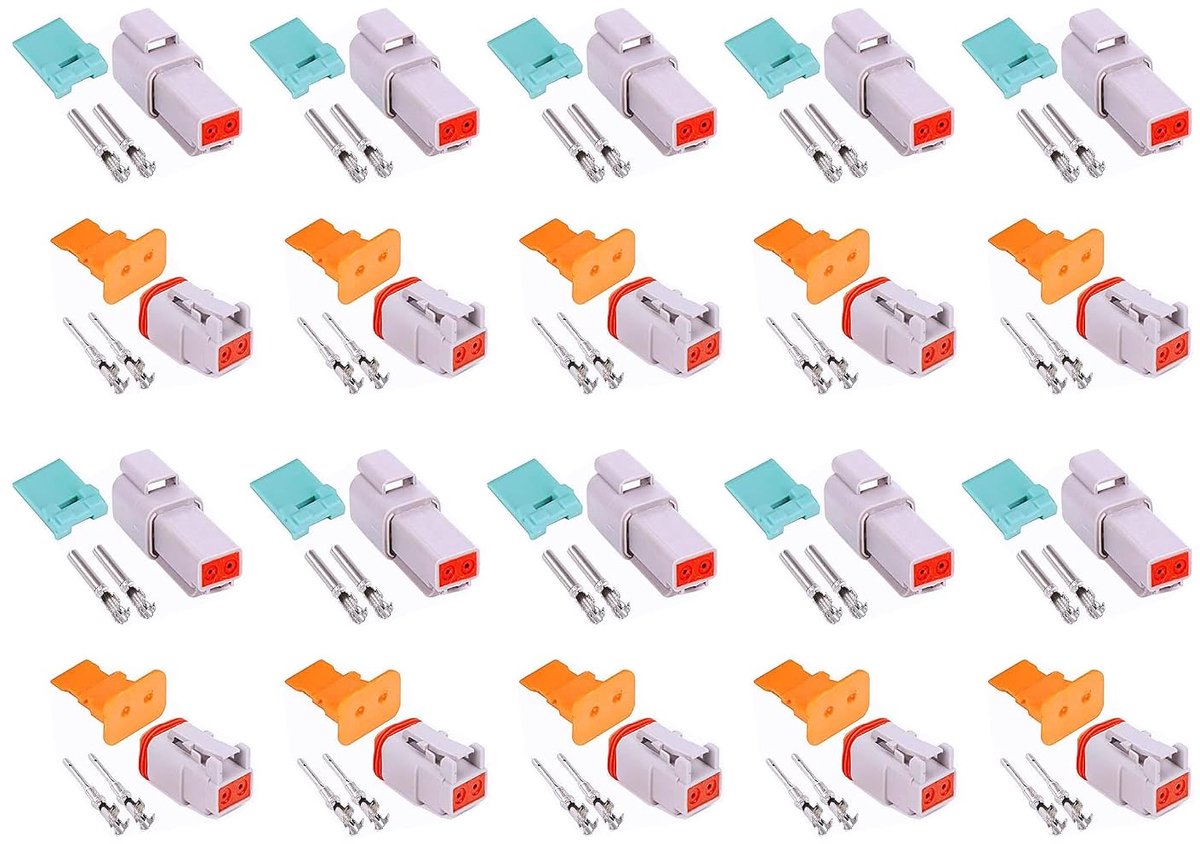 Waterdichte stekkersets 2 poling grijs, 10 sets waterdichte elektrische connectoren