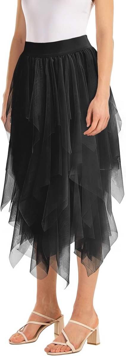 onregelmatige tule rok met hoge en lage taille voor dames - Elegante asymmetrische tule rok voor carnaval, Mardi Gras, Halloween, feesten en kostuums