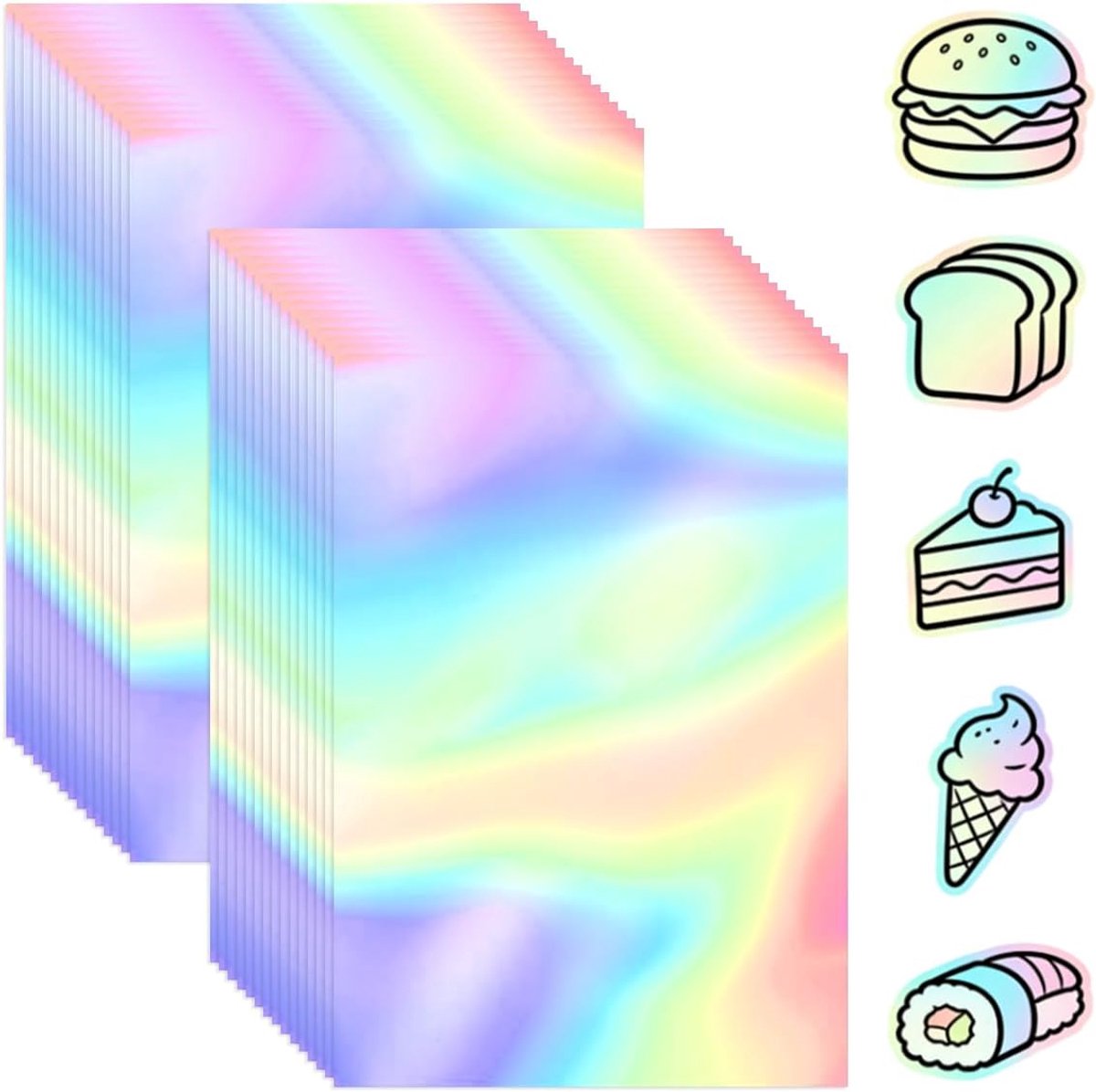 30 stuks holografische stickerpapier, holografische kleuren | vinylstickers, holografisch waterdicht bedrukbaar papier, holografische folie A4, voor laserprinters, inkjetprinters