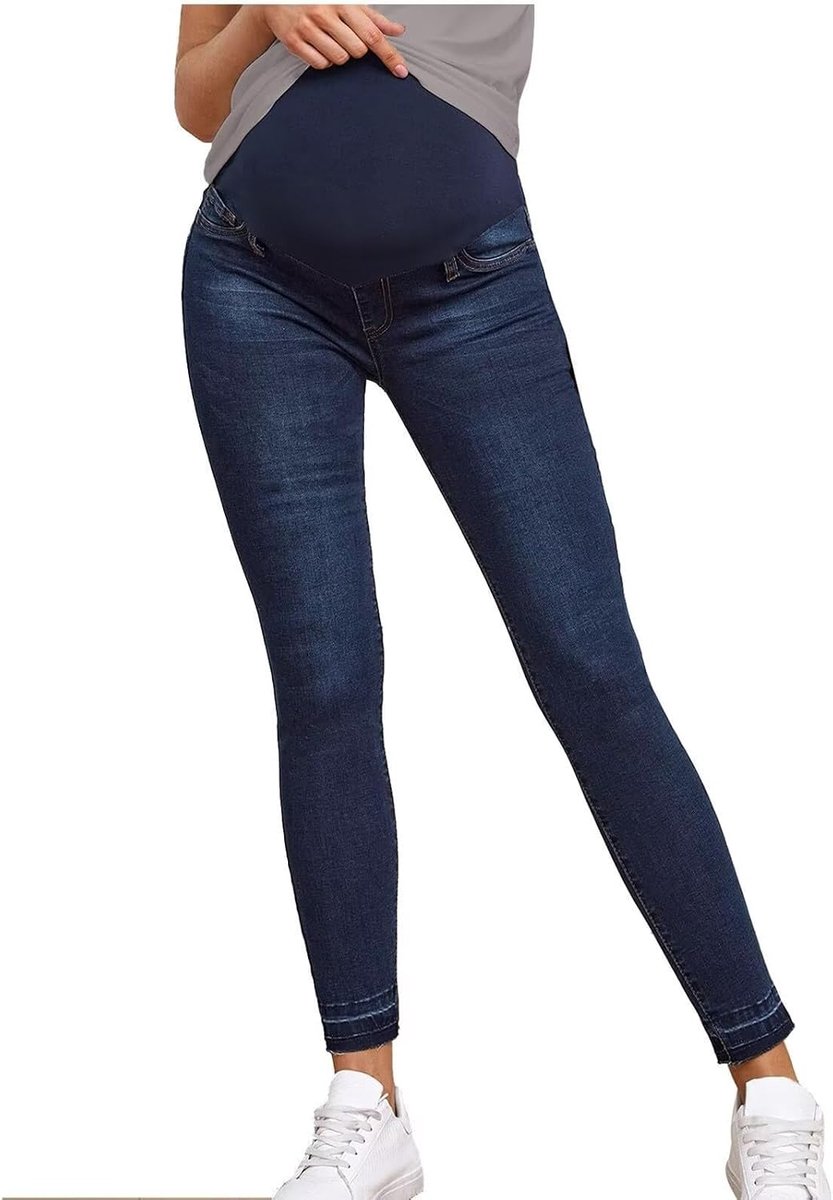 Jeans, skinny jeans voor zwangere vrouwen, zwangerschapsjeans, lange zwangerschapsbroek, destroyed jeans, maternity, jeansbroek, denim legging voor zwangerschap, zwangerschap