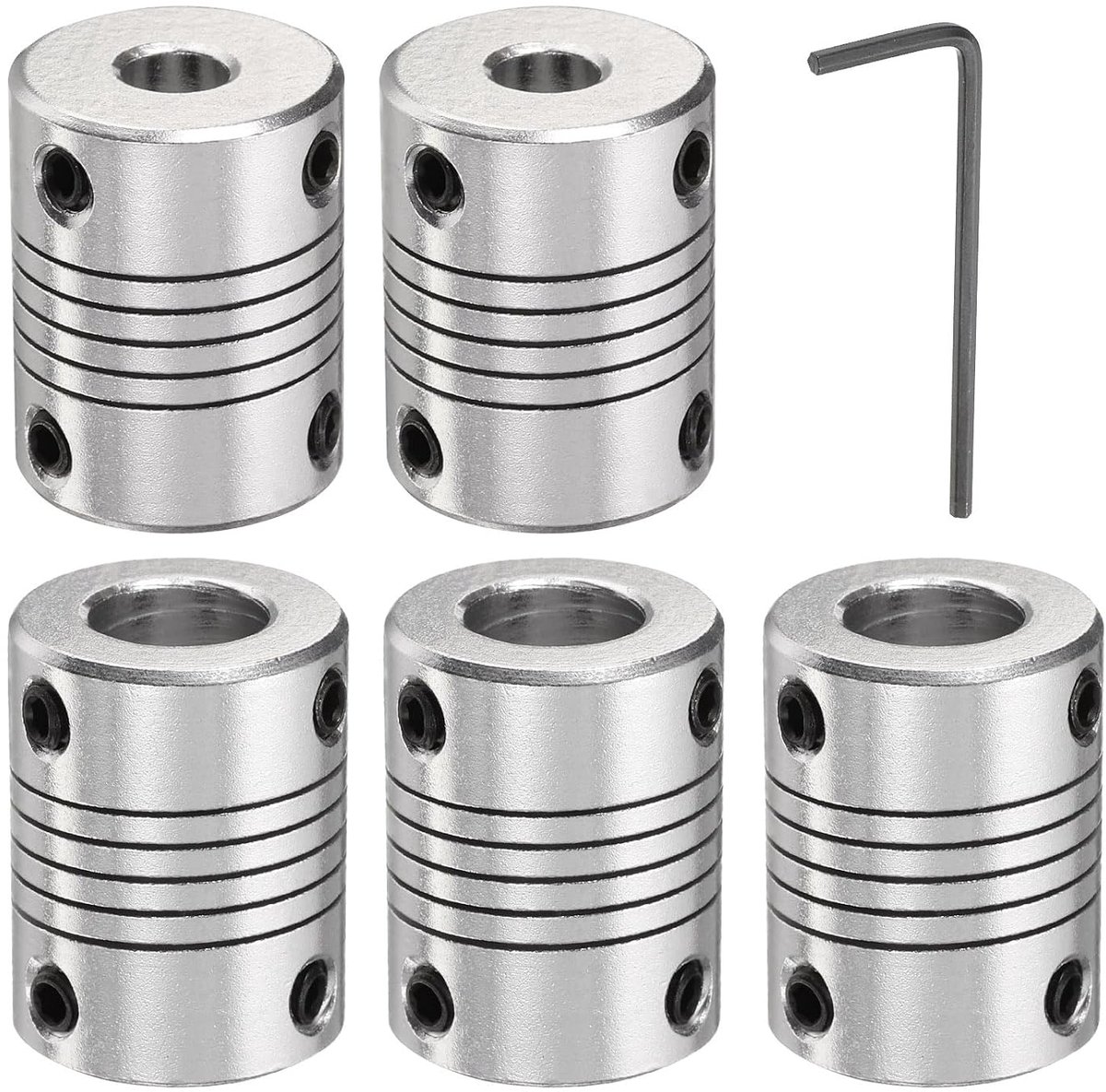 5 stuks askoppeling van aluminiumlegering, 6 mm tot 10 mm, flexibele koppeling, motorstekker, stappenmotorkoppeling voor CNC-machine (L25 x D19)
