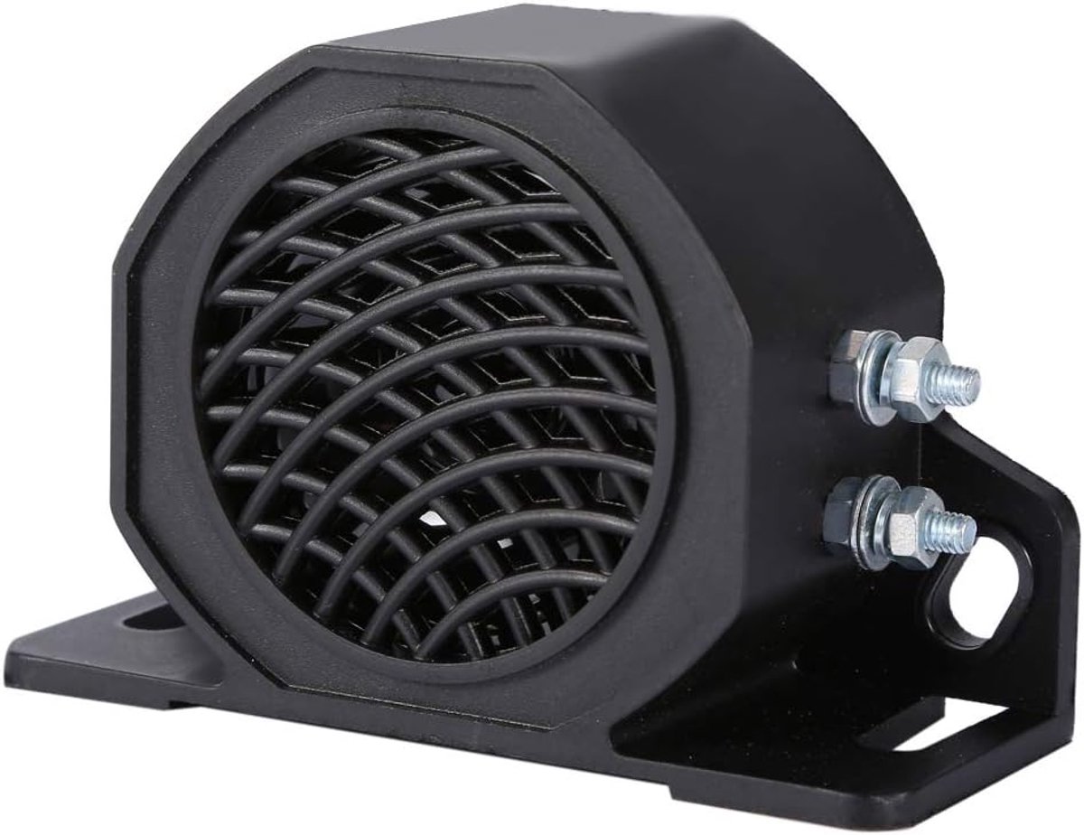 Autopieper waarschuwingsalar, 12-80 V, 105 dB, universele back-up, zoemeralarm, slakkenhoorn, auto, vrachtwagen, voertuig, hoorn, zware uitrusting, zwart