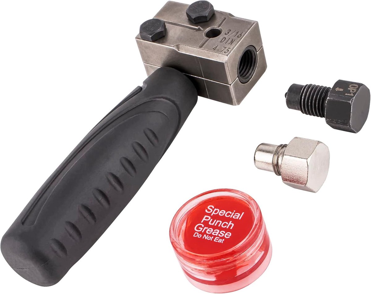 Bördelgereedschap voor remleidingen DIN 4,75 mm, Universeel Bördelgereedschap Set voor koper, aluminium & stalen buizen - Inclusief smeermiddel & opbergkoffer, Voor autowerkplaats & hobby (3/16