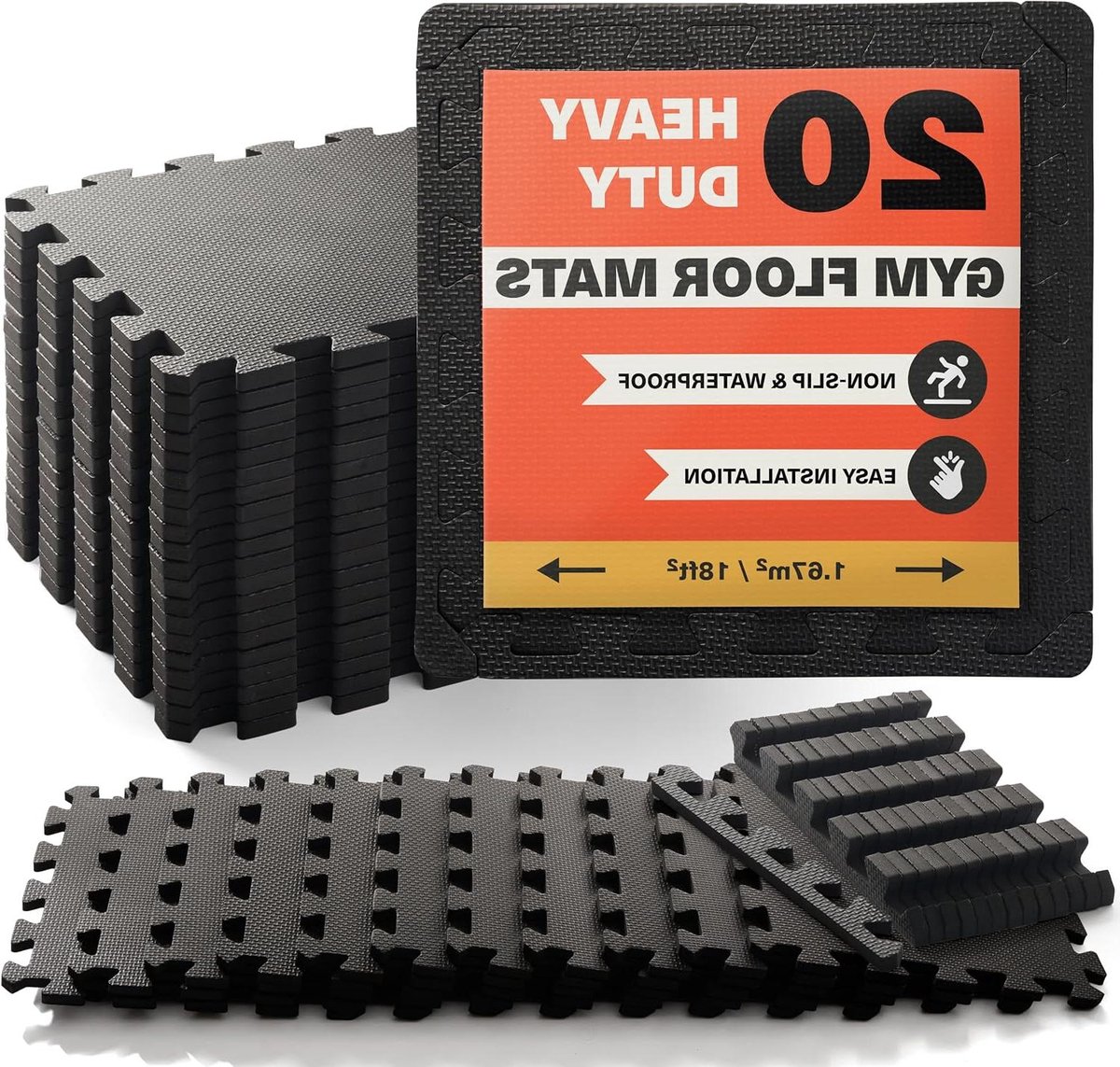 Vloerbeschermingsmat Fitness - Puzzelvloermat Sport - Hometrainer Onderleg - Antislip EVA Schuim - 20 Stuks - Zwart