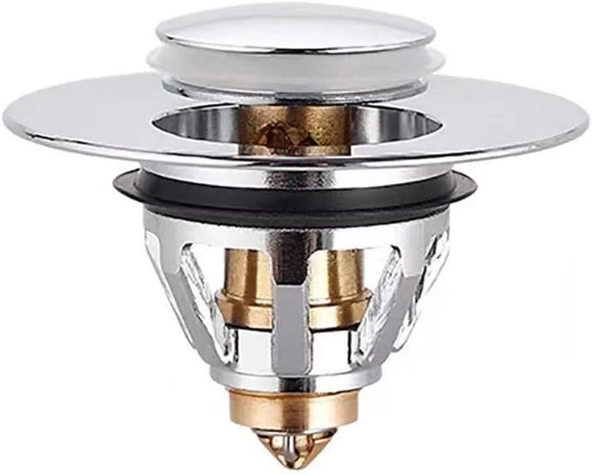 Edition RVS Bullet Core Push Type, RVS Push-Type Bounce Core Koper Stopper, Geen Overloop Pop Up Sink Afvoerstop met mand