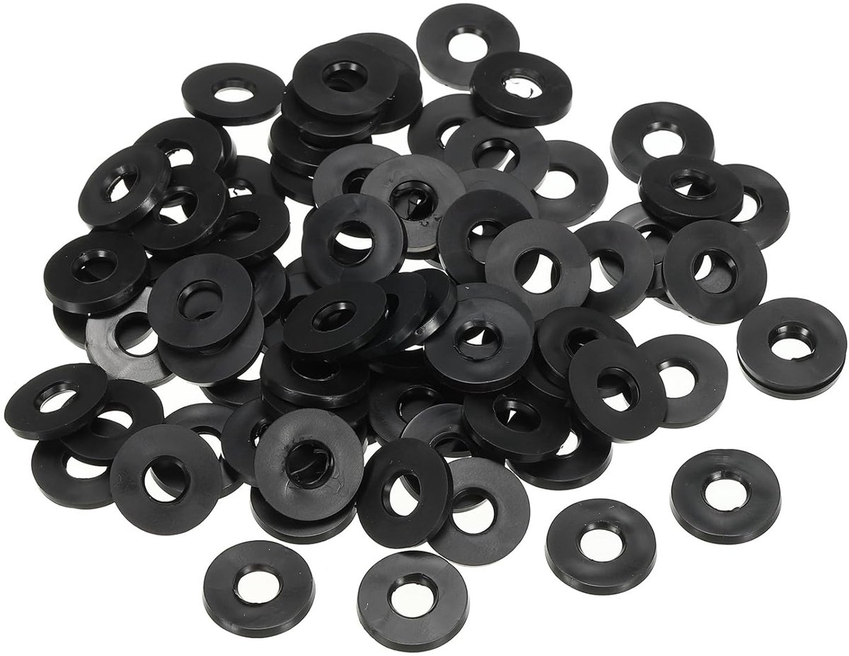 M6 Rubberen sluitringen, rubberen afdichting, rond, 100 stuks, 6 mm ID, 14 mm OD 2,5 mm dik, platte sluitringen, set, afdichtingsrubber voor kraanbuis, bevestigingsschroef, zwart
