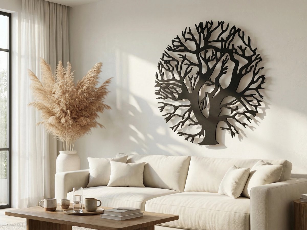 Wanddecoratie Boom, Houten Wandbeeld, 3D Wanddecoratie voor Thuis, Moderne Beelden voor Huis Kantoor Slaapkamer, Woonkamer en Keuken - 120x67 cm