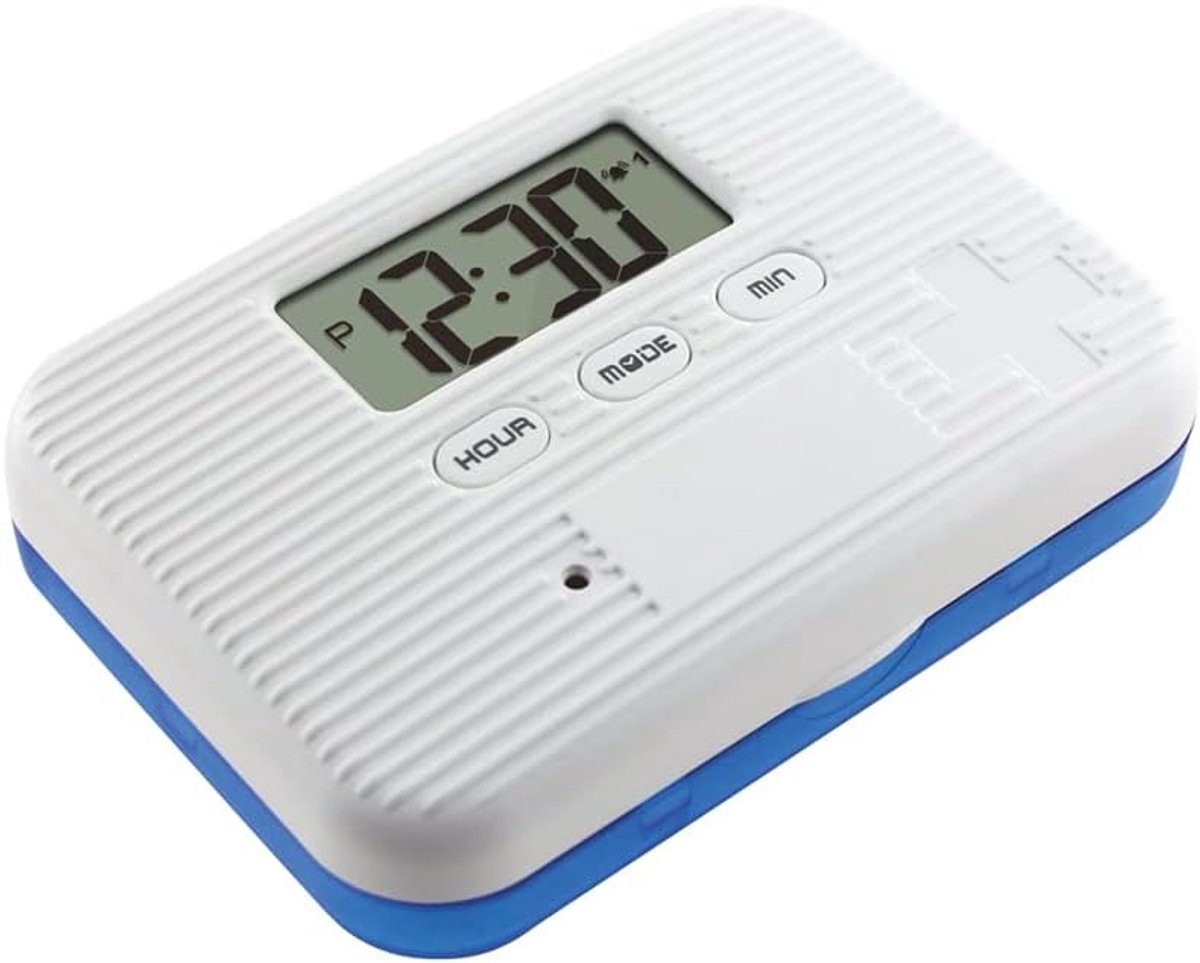 Automatische pillendoos – elektronische timer voor pillen – 6 aparte compartimenten voor medicijnen – draagbare dagelijkse opbergbox voor medicijnen met herinnering.