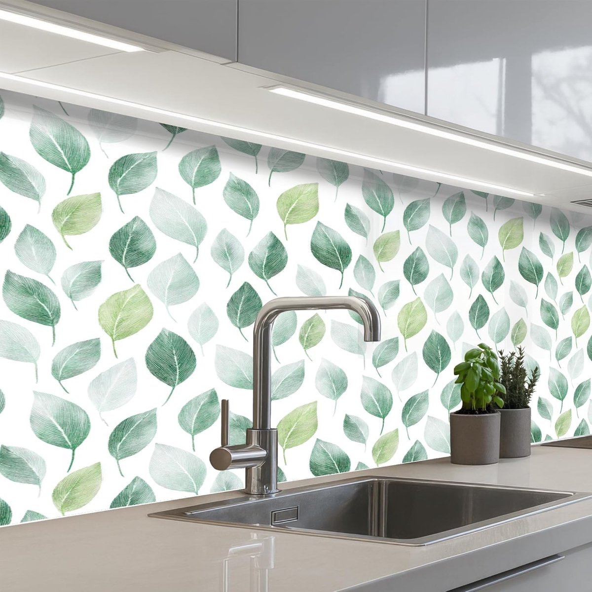 keukenachterwand 60x150 cm zelfklevend keuken decoratie accessories home kitchen spatscherm Blad - Mix - Fris - Groen