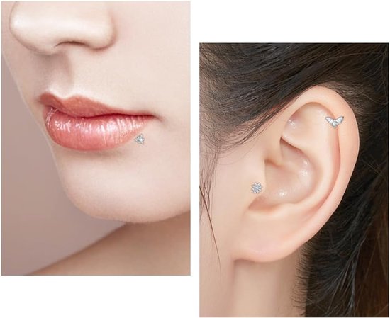 Studs Tragus Kraakbeen Oorbellen 16G 8Mm Chirurgisch Staal Plastic Helix Monroe Medusa Piercing — afbeelding 2