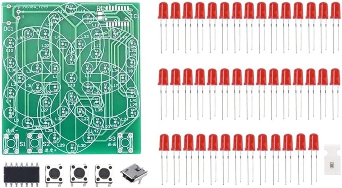 printplaat voor het solderen van componenten, 43 led-kit voor het solderen van windmolens, elektronisch, vloeiend licht, doe-het-zelf