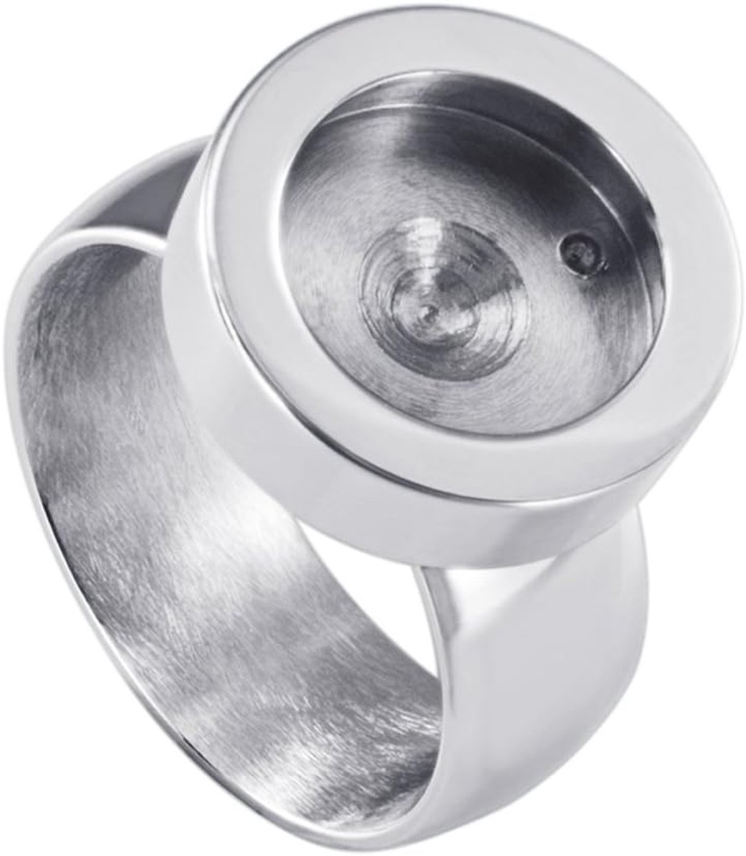 Dames Ring van RVS Zilver Mat voor Mini Coins