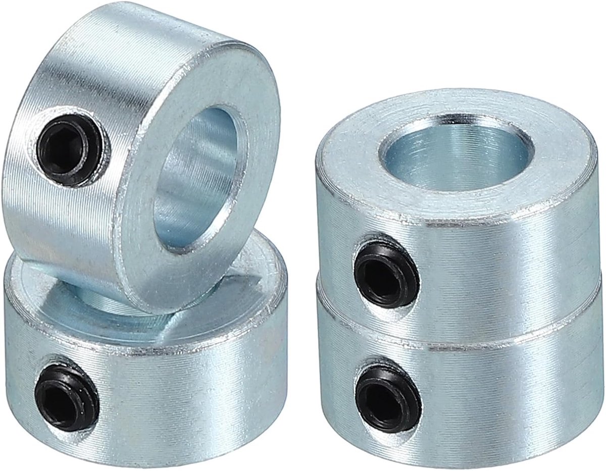Boring 5/16 inch golfkraag 5/8 inch OD 5/16 inch dik, 4 stuks verzinkt koolstofstaal landenklap-stopper-wielkraag met M4-schroefdraadstift voor de machinebouw, zilver