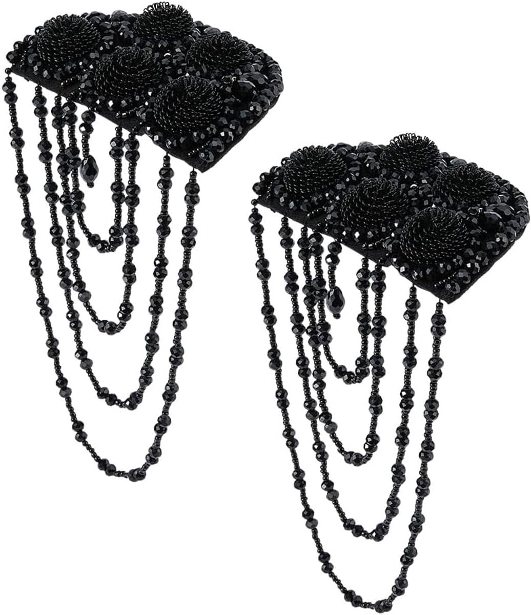 2 stuks kwasten schouder kralen badge schouder parels franjes schouder punk epauletten schouder broche pin voor accessoires 23,8 cm