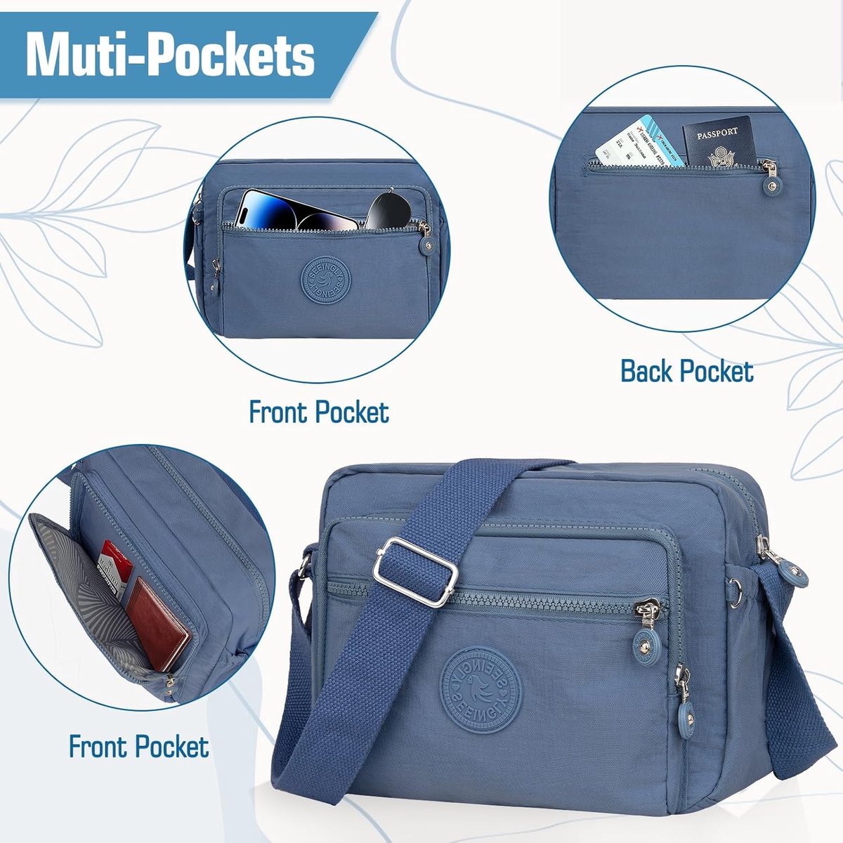 Dames Middelgroot Nylon Waterdicht Crossbody Tas Lichte Schoudertas Dames Handtassen Met Veel Vakken Sportieve Schoudertas Voor Winkelen, Reizen, School