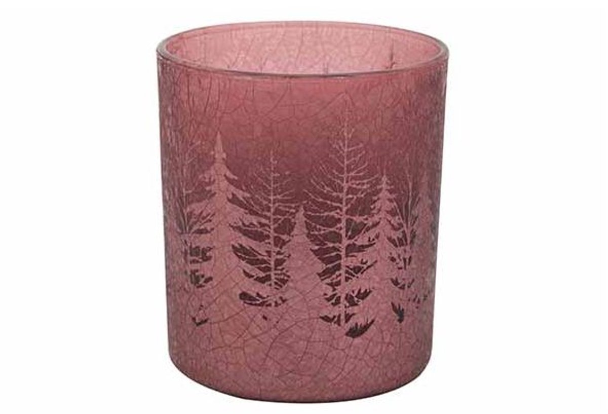 Theelichthouder Cracke Trees Bordeaux 9x 9xh10cm Glas