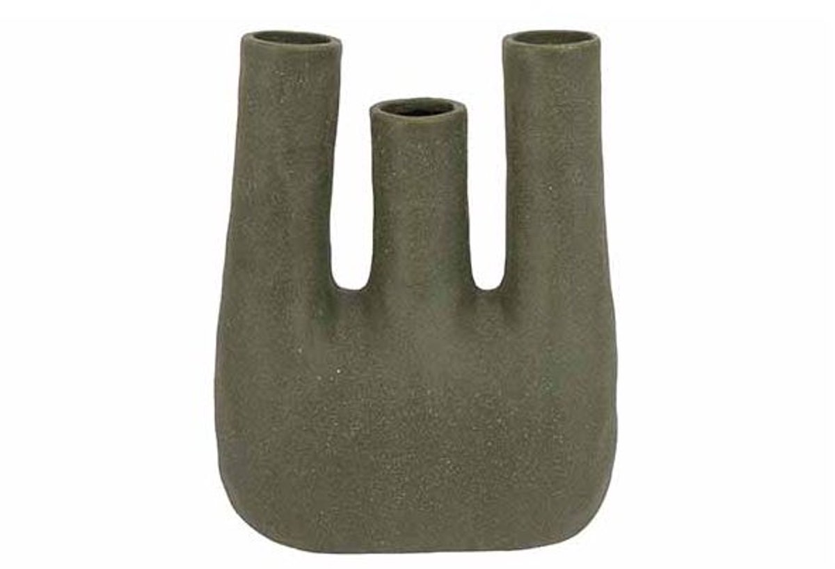 Vaas 3 Necks Groen 12,7x7,1xh15cm Andere Dolomiet