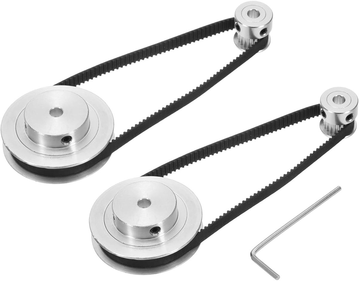 2 sets GT-2 synchrone wiel 20 & 60 tanden 5 mm gat, tandriemschijf aluminiumlegering met 2 stuks lengte 280 mm breedte 6 mm riem voor 3D-printer, CNC-machine (20-60T-5B-6)