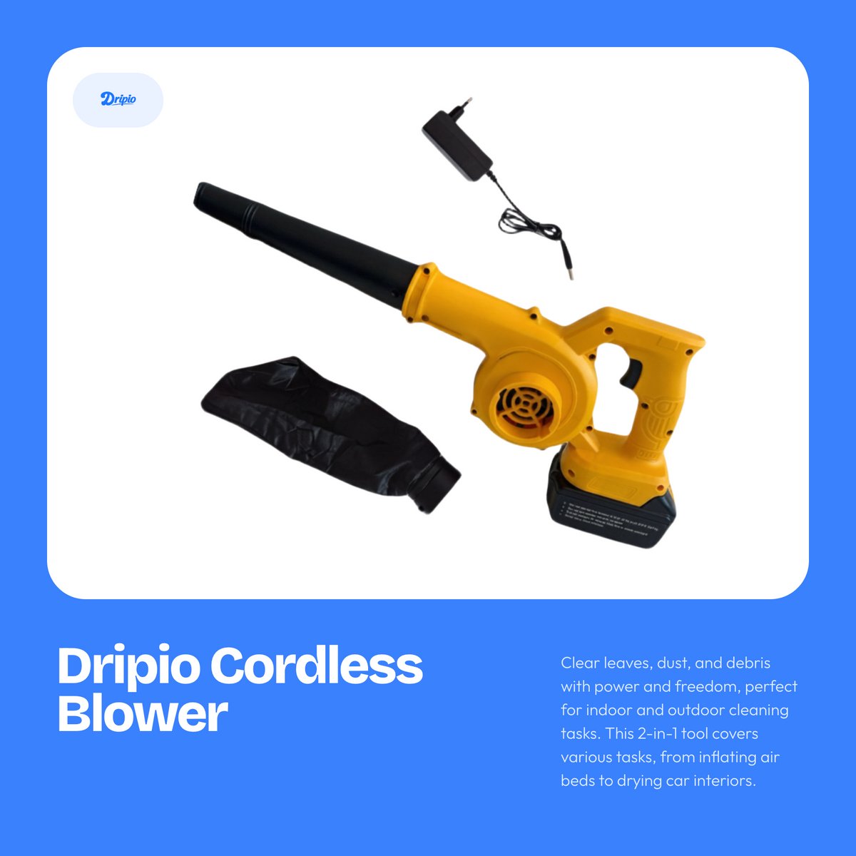 Dripio - Bladblazer op Accu - Draadloos - Incl 2 Accu's - 2-in-1 thumbnail 2