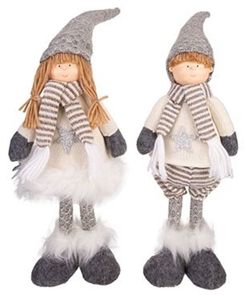 Winterkind 2 Ass Wit Grijs 15,5x13xh55cm Resin