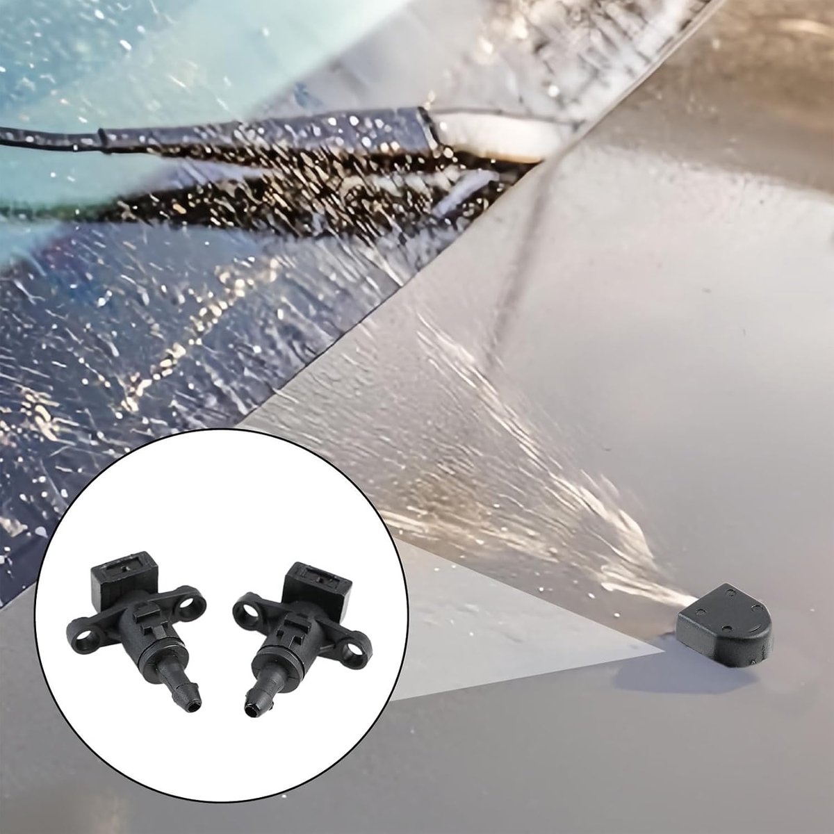 Ruitenwissersproeier, 2 stuks ruitenwissersproeiers, voorruitsproeier, sproeikop, autospuitmond, universele achterwisser voor Kia Ceed & Pro Ceed & Kia Rio 2011-2016, zwart