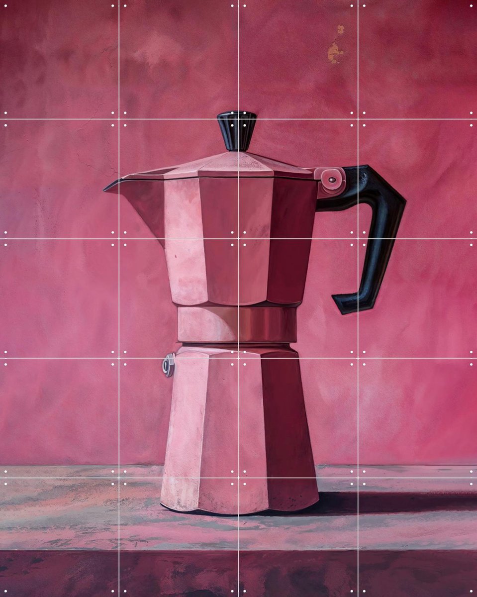 IXXI Percolator Coffee Pot - Dusty Rose, OTTI - 80 x 100 cm - Gratis ophangtool - Grote wanddecoratie en posters Eetkamer, Keuken, Eten & Drinken