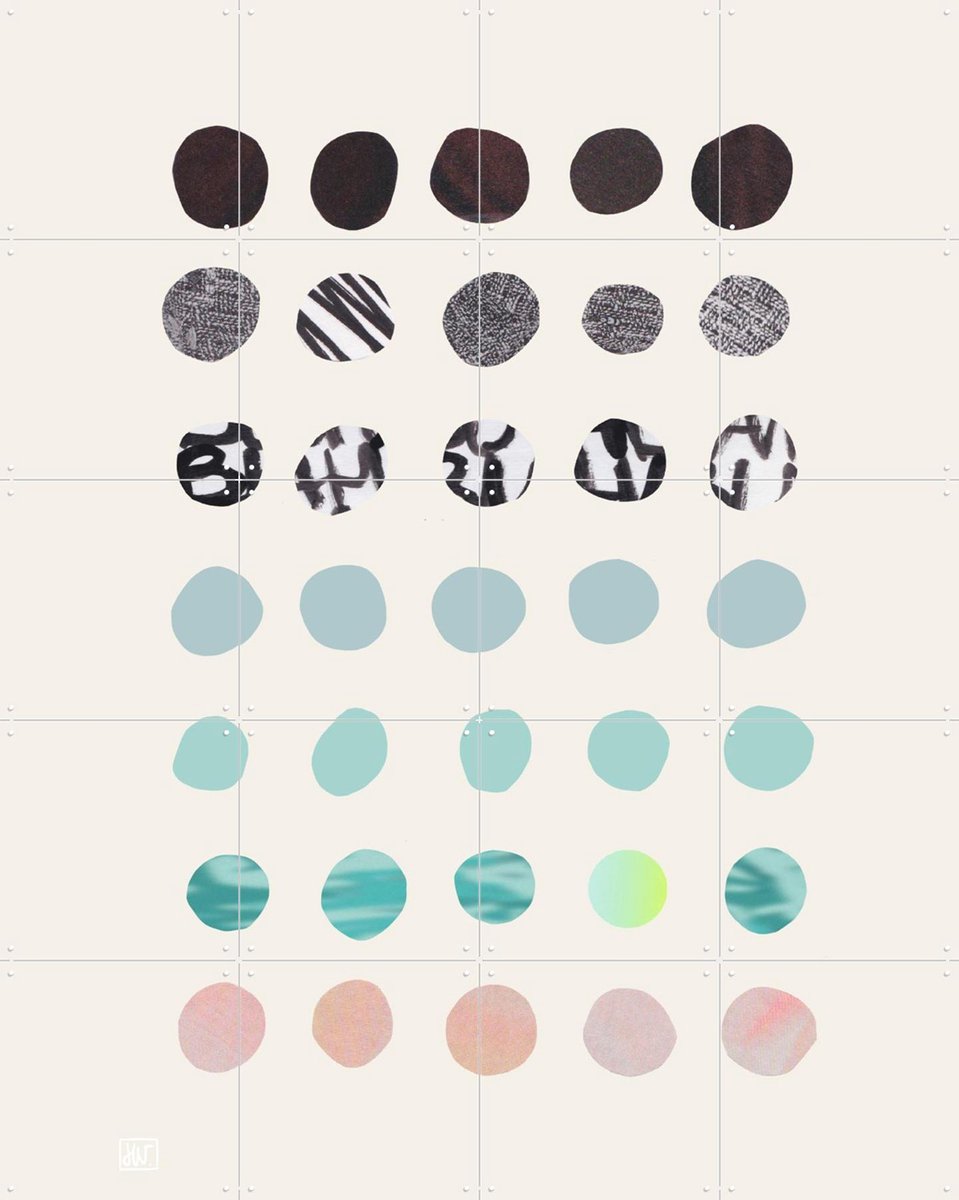 IXXI Piece By Peace Teal, Henriette Visscher - 80 x 100 cm - Gratis ophangtool - Grote wanddecoratie en posters - Illustraties, Speels, Minimalisme