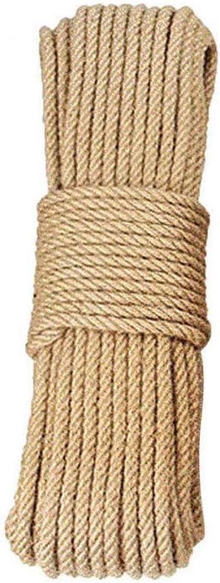 Natuurlijk Jute Touw - Hennep Touw - Ambachten en Tuinieren - Hoge Sterkte Duurzaam - 50m x 12mm - Natuurlijk