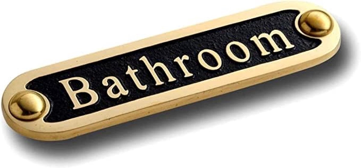 Badkamer Deurbord - Wandplaat - Thuis Decoreren - Massief Gegoten Messing - 12.5 cm - Messing