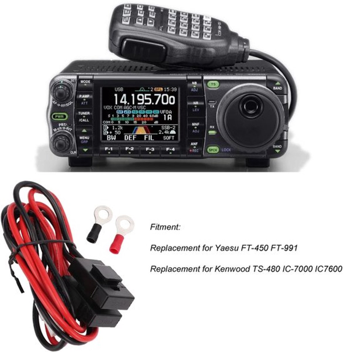 Golden crown - Mobiele Radio Voedingskabel - 85 Cm Auto Radio Netsnoer
