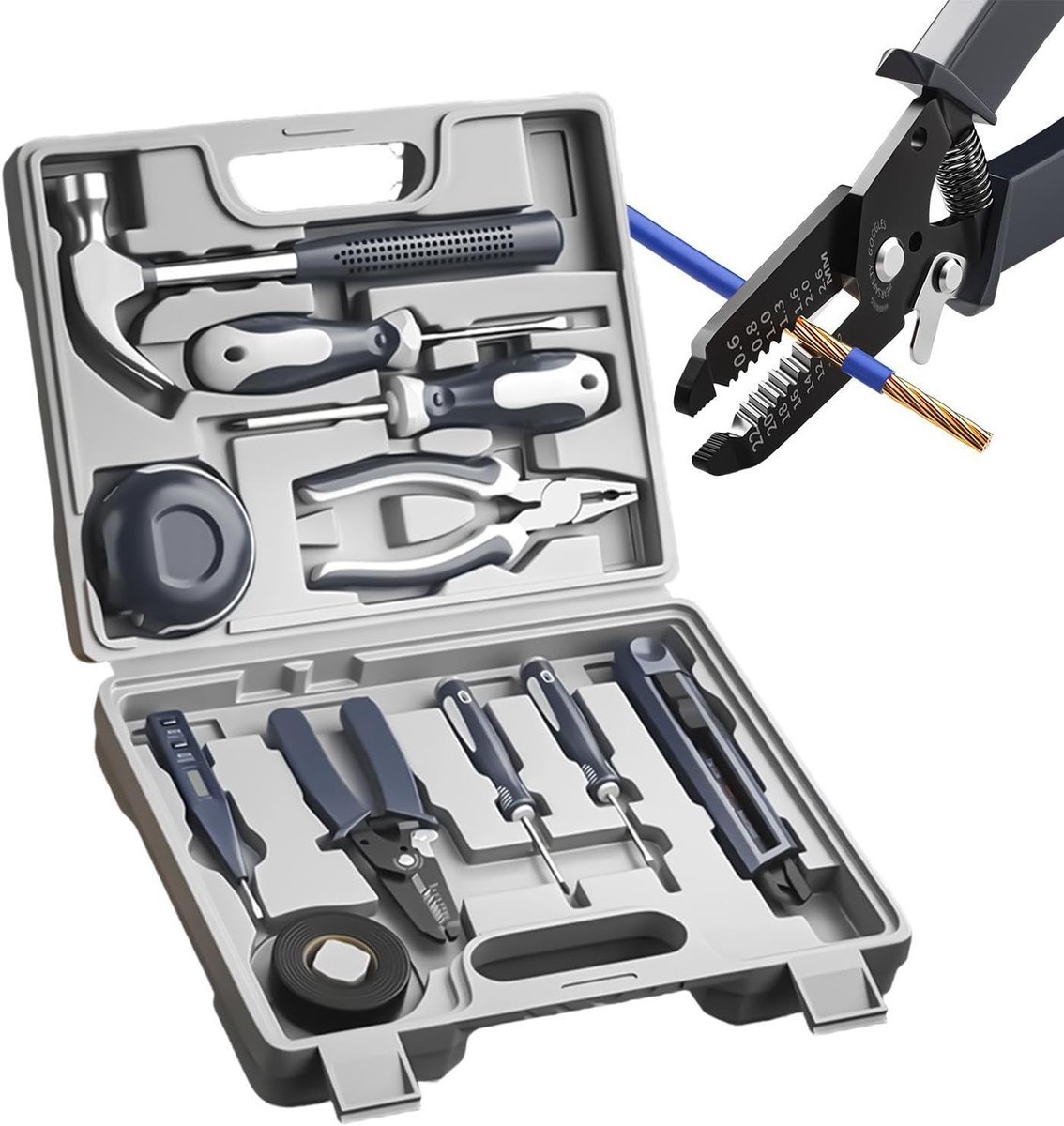 Basisgereedschapset - Mini hardware set - Huisreparatie - Ruimtebesparend ontwerp - 11-delig - Enkel attribuut